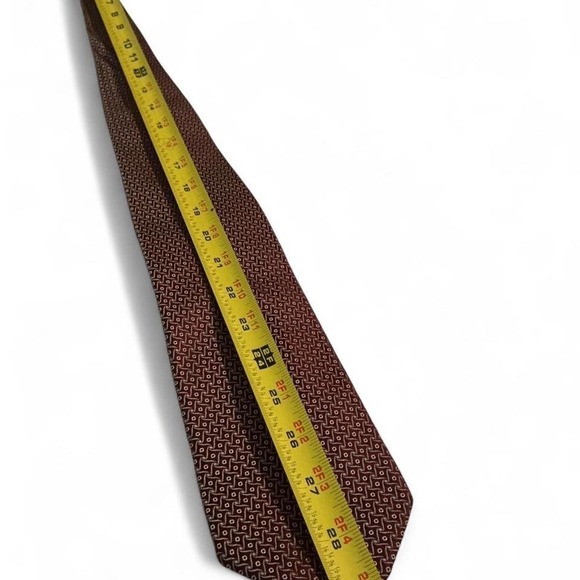 Giorgio Armani Silk Tie Mens OS Burgundy Geometric Made In Italy Excellent - Picture 6 of 7